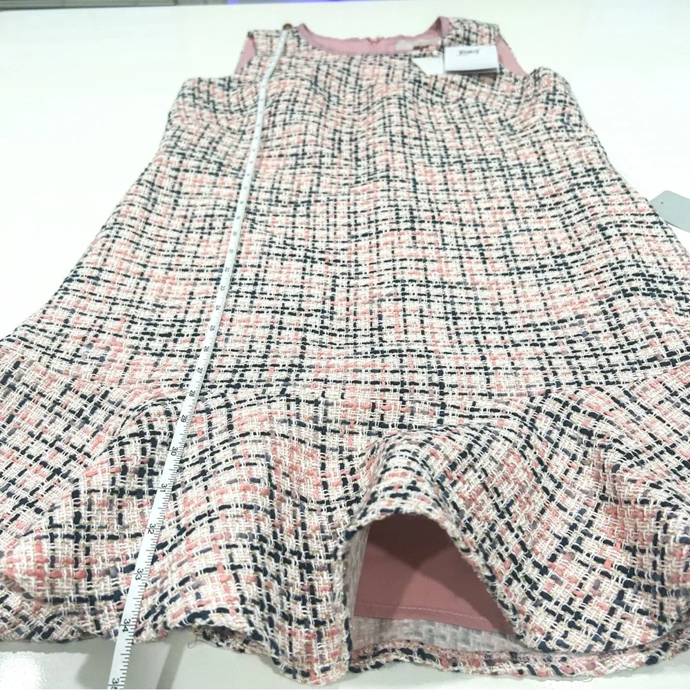 Gal Meets Glam Annika Tweed Dress Pink Boucle Peplum Hem Size 4 NWT - Picture 10 of 14